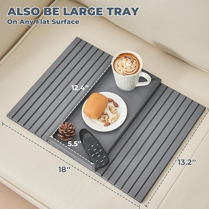 LOVYANXUE Bamboo Sofa Arm Tray, Anti Falling Couch Arm Tray Table, Foldable Couch Armrest Table, Portable Sofa Armrest Trays Cup Holder for Drink, Cups, Phone, Snacks, Remote