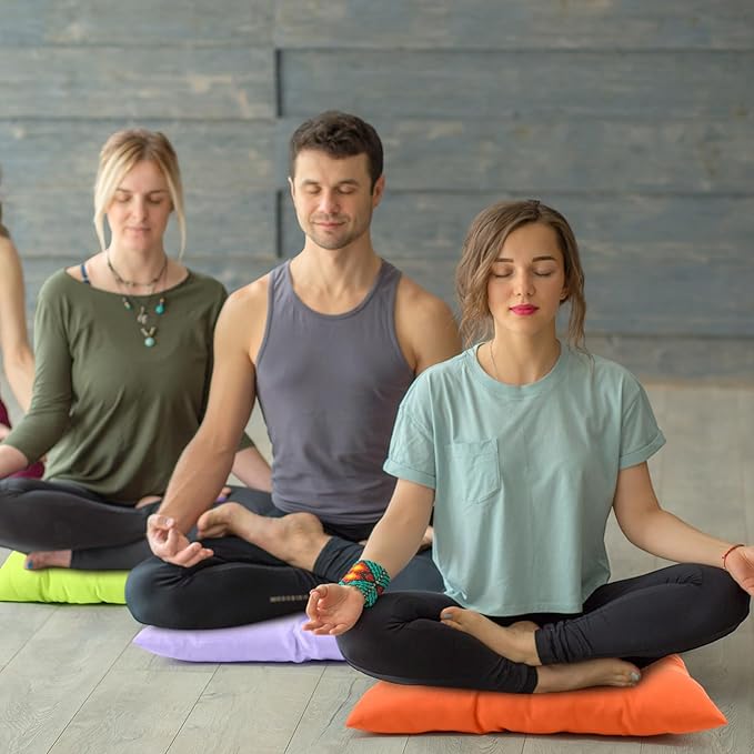 Geetery 12 Pcs Floor Pillows Bulk Seating Cushions for Floor Chair 15.7'' Large Meditation Cushion for Yoga Living Room Tatami Bedroom Balcony Office (Candy Color,Square)