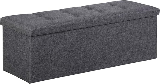ZenStyle 43Inches Storage Ottoman Bench, Folding Footrest Padded Seat, Storage Chest Long Shoes Bench with Divider, Holds up to 660 lbs, for Living Room, Entryway, Bedroom, Dark Gray