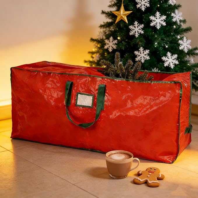 Christmas Tree Storage Bag – Zippered Large Holder Organizer, Durable, Heavy Duty Bags Reinforced, Handles Home Basement Garage Closet | Home Basement Garage Closet College Dorm Attic