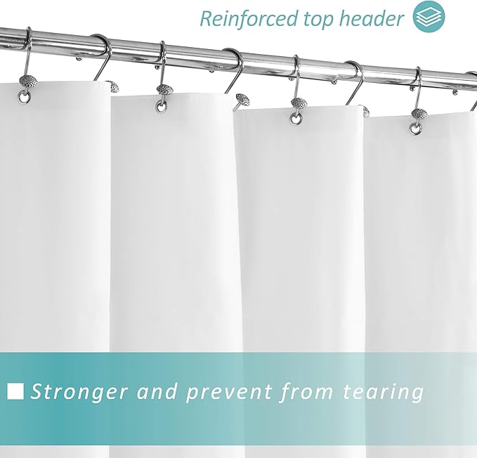 Mrs Awesome Extra Long Shower Curtain Liner with 3 Magnets, Long White PEVA Plastic Shower Curtain for Bathroom Waterproof, 72 x 84, White