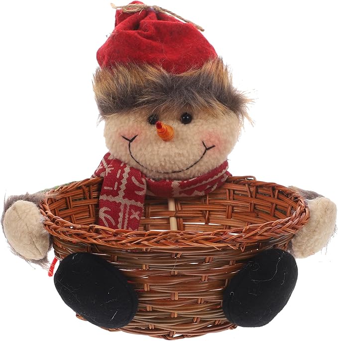Outanaya Christmas Balls Ornaments Snowman Decor Candy Storage Basket Xmas Party Holder Random Style