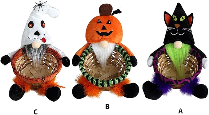 Stylish Decorated Round Basket Portable for Halloween Celebration and Enthusiasts Home Decoration Accessory Home Storage Basket