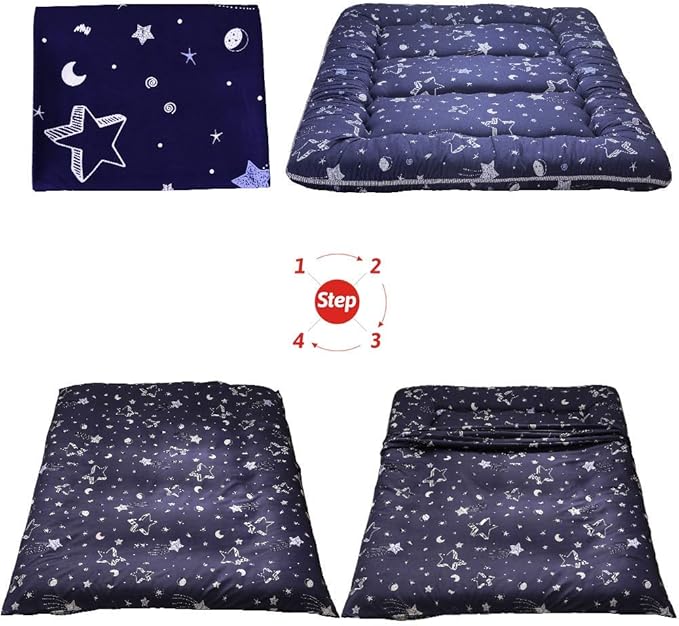 MAXYOYO Navy Star Futon Mattress Japanese Tatami Mat Foldable Futon Portable Camping Mattress Kids Sleeping Pad Floor Couch, Full