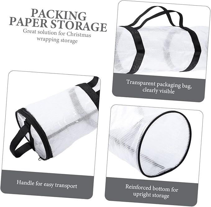 SOESFOUFU Wrapping Paper Storage Organizer Zippered Top Space-saving Christmas Storage Bag for under Bed Closet Transparent Design for Holiday Packing and Wrapping Supplies