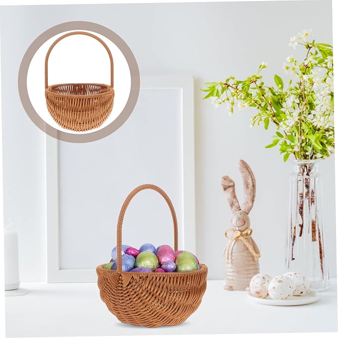 Rectangular Easter Storage Basket Mini Weaving Basket with Handle for Home Decoration Party Use and Candy Storage Charming Easter Ornament