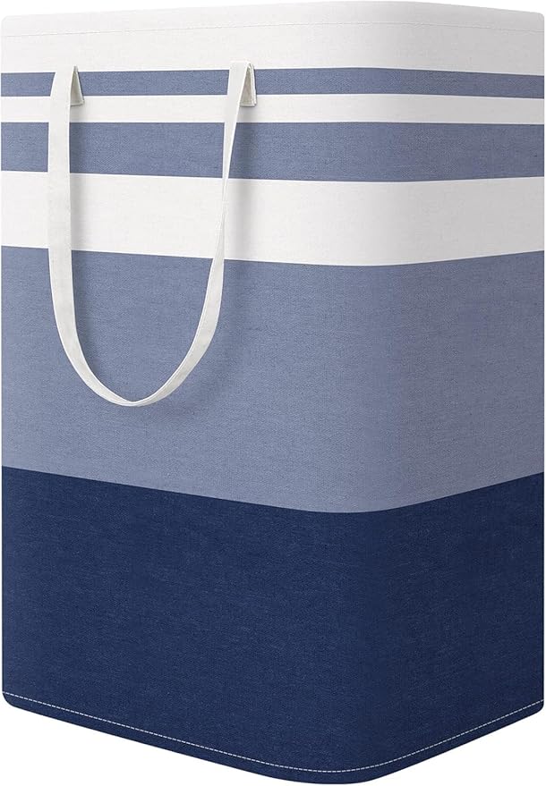 StorageRight Laundry Basket Hamper Large Collapsible Laundry Hamper with Easy Carry Handles，Freestanding Clothes Hampers for Laundry, Bedroom, Dorm, Clothes, Towels, 75L, Gradient Blue