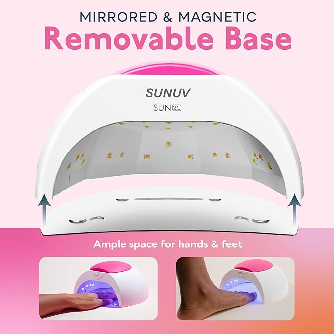 SUNUV SUN2C UV Light for Nails, UV LED Nail Lamp with 4 Timer Settings, Curing Lights Compatible with All Gel Polish Rose