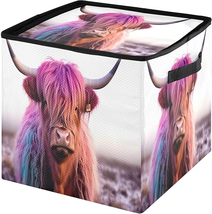 Kigai Highland Cow Christmas Ornament Storage Box with Zipper & Adjustable Dividers Holiday Ornament Organizer Xmas Storage Container, 64 Balls