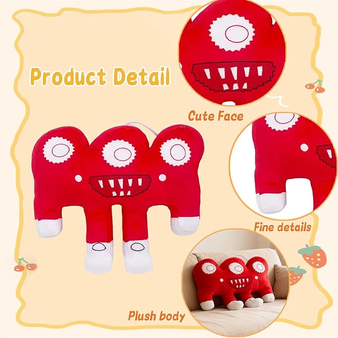 Steal a Brainrot 12-Inch Red Multi-Limbed Saw-Mouth Plush Pillow – Soft Huggable Cushion, Stylish Decor Accent & Collectible for Enthusiasts