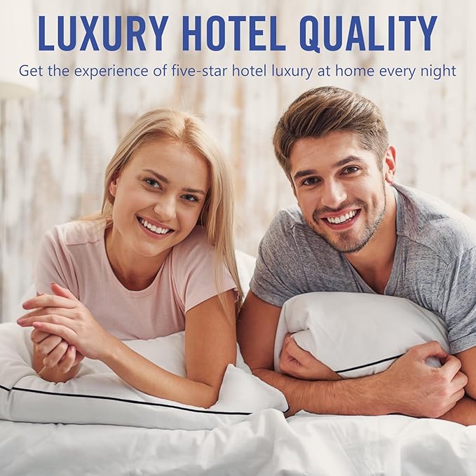 Vorouhals Hotel Collection Bed Pillows for Sleeping 2 Pack King Size Cooling Pillows Set of 2 for Back, Stomach or Side Sleepers, Super Soft Down Alternative Microfiber Filled Pillows