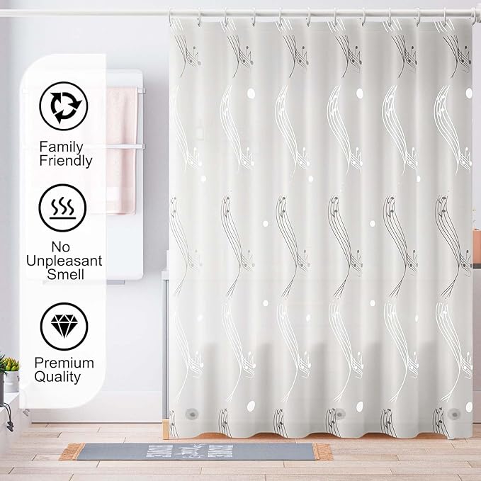 TIKABC Blue Shower Curtain Liner, 4G PEVA Shower Liner, Plastic Peva Waterproof Shower Curtains, 72x72 inch with Grommet Holes 3 Magnetic Weights