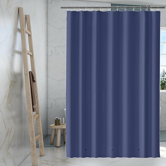 TIKABC Navy Blue Shower Curtain Liner, 4G PEVA Shower Liner, Plastic Waterproof Shower Curtains, 72x72 inch with Grommet Holes 3 Magnetic Weights