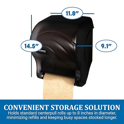 San Jamar Tear-N-Dry Essence Paper Towel Dispenser Automatic Dispenser for Bathroom, Kitchens, and Restaurants, Plastic, 10 x 14.75 x 12.25 Inches, Black