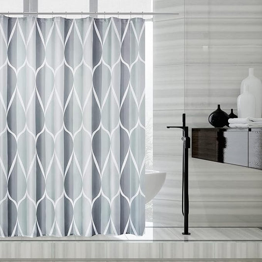LLSCL Grey Grid Fabric Shower Curtain Liner with Magnets, Waterproof Hotel Quality, 72 x 72 Machine Washable