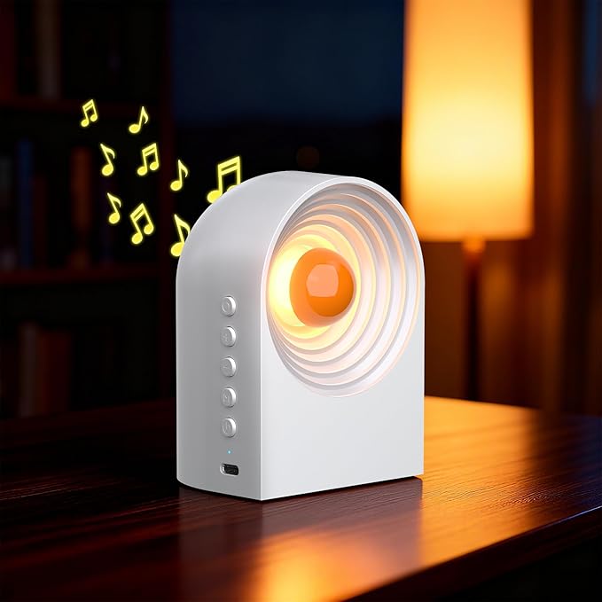 UNEEDE White Noise Sound Machine with Bluetooth Functionality, Night Light, Portable Bluetooth Speaker with Noise Canceling for Office & Sleeping, Meditation, Gathering (White)