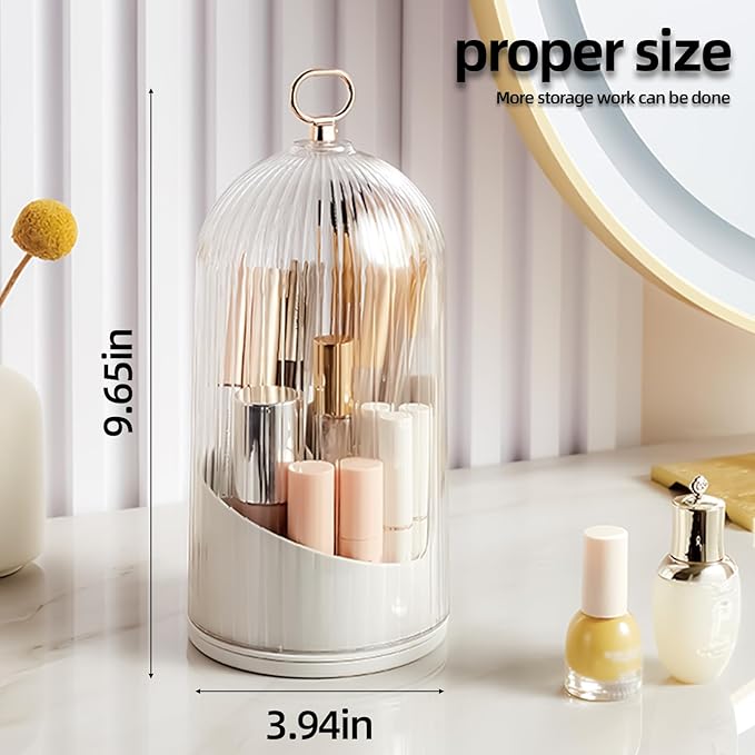 Rotate Toothbrush Holder with Cover - Frosted Glass Countertop Organizer, Dustproof Enclosed Bathroom Toothbrush Box, Toothpaste & Brush Storage，Bathroom Storage Box, toiletries Storage Bucket