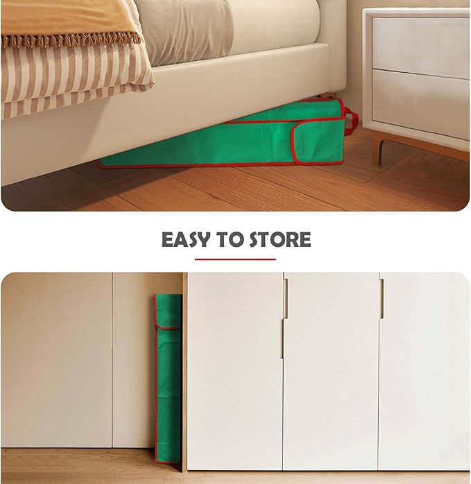 2 Psc Gift Wrapping Paper Organizer Storage Bag Containers with Pocket and Handles, 29" x 5.5" x 5.5", Green
