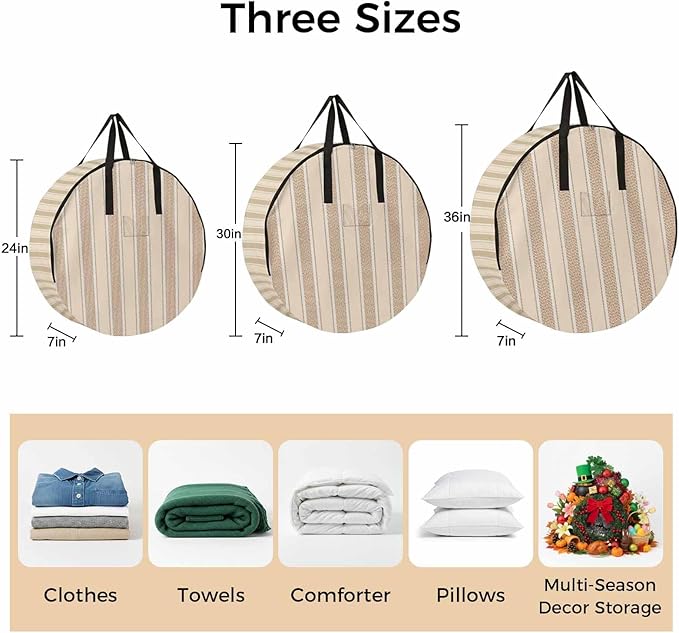 Storage Bag Orange Stripes Round Storage Totes Bins Closet Organizers with Zippers & Handle Vertical Striped Line Clothes Storage Container for Bedroom Dorm Space Saving Packing Supplies Moving Bags