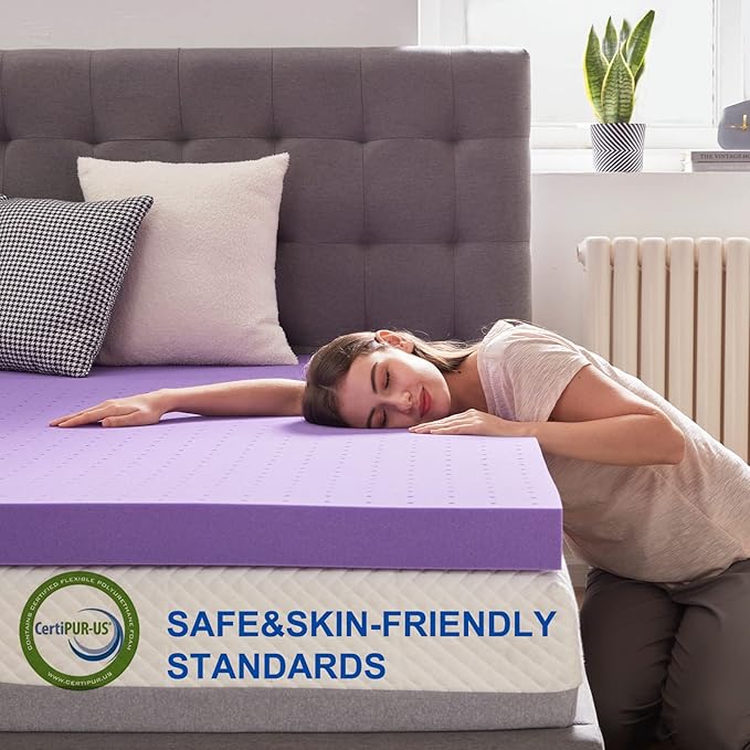 SINWEEK 3.9 Inch Gel Memory Foam Mattress Topper Ventilated Soft Pressure Relieve Mattress Pad, Breathable Bed Topper, CertiPUR-US Certified, Full Size