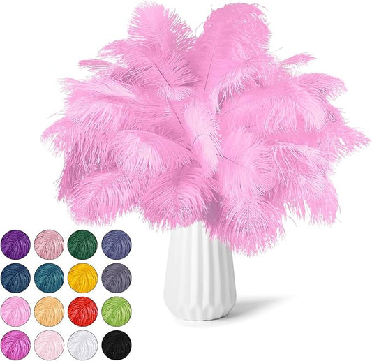30pcs Pink Ostrich Feathers Natural Bulk 9-12inch(23-30cm) Vase Craft Wedding Home Party Centerpieces Christmas Day Decoration