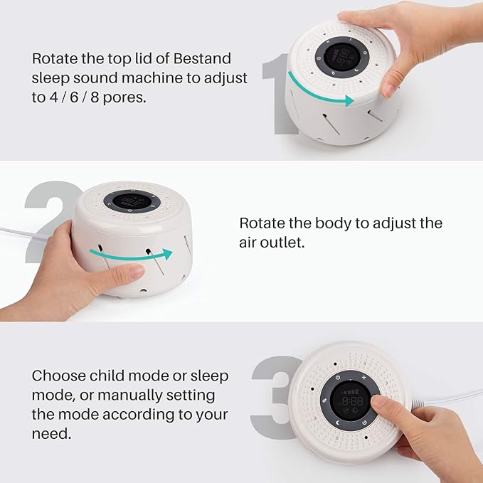 Real Fan White Noise Machine Sleep Sound Machine with Smart Mode, Timer & LED Display for Better Sleep, Office Privacy, Travel & Baby (White)