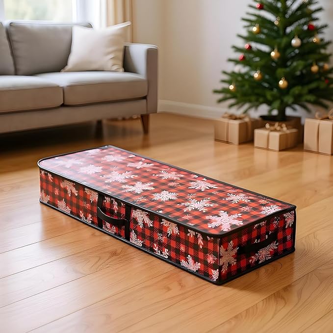 Storage for Wrapping Paper | Large Bags with Handle - Wrapping Storage Organizer with Interior Pockets - for Home Underbed Basement Garage Closet College Dorm Attic