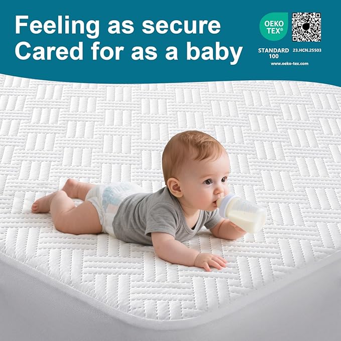 GOPOONY Waterproof Mattress Protector Twin XL Size - Breathable, Noiseless, Ultra-Soft Bed Cover, Mattress Pad Cover with Deep Stretchable Pockets 8"-21" (White)