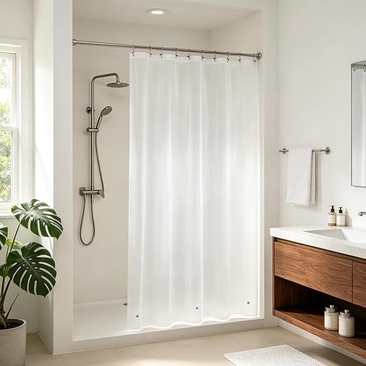 Barossa Design 54" x 72" Frosted Stall Shower Curtain Liner with 3 Magnets - Waterproof PEVA Shower Liner for Bathroom Stall, PVC Free, Metal Grommets - Frost, 54x72
