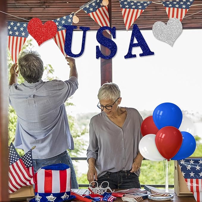 ZJDHPTY Red White and Blue Balloon Stand Centerpiece Table Decorations for 4th of July Father's Day Graduation Birthday Party Decorations(Red white blue set4)