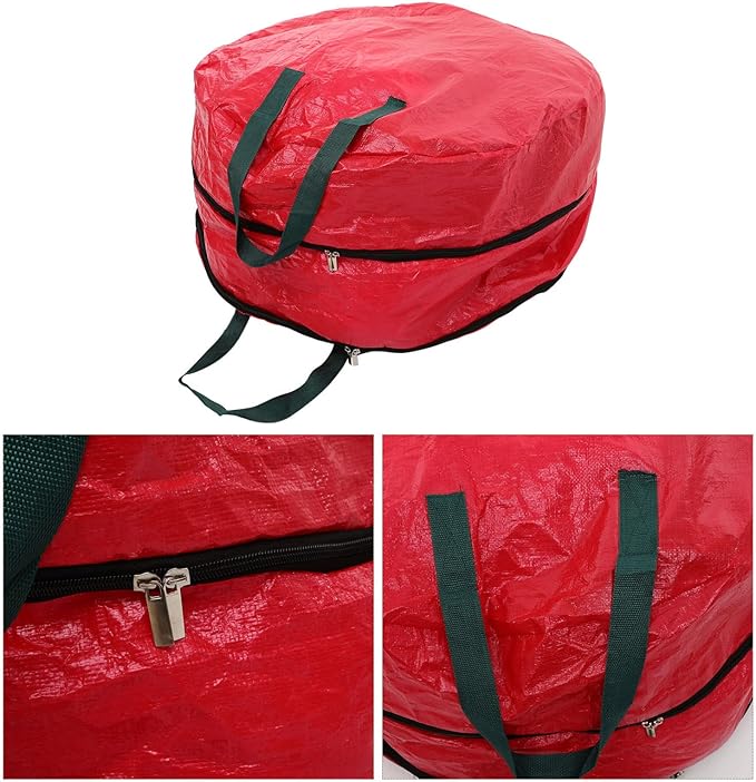 Garneck 3pcs Double Layer Wreath Storage Bag Zippered Container with Handles for Christmas and Wedding Garland Organization Design for and Use
