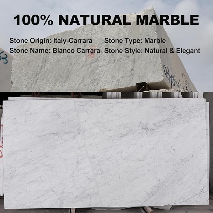 Koville Italian Marble Paper Towel Holder Countertop, Carrara Stone Paper Towel Holder Stand for Kitchen Storage, for Standard or Jumbo-Sized Rolls(Bianco Carrara)