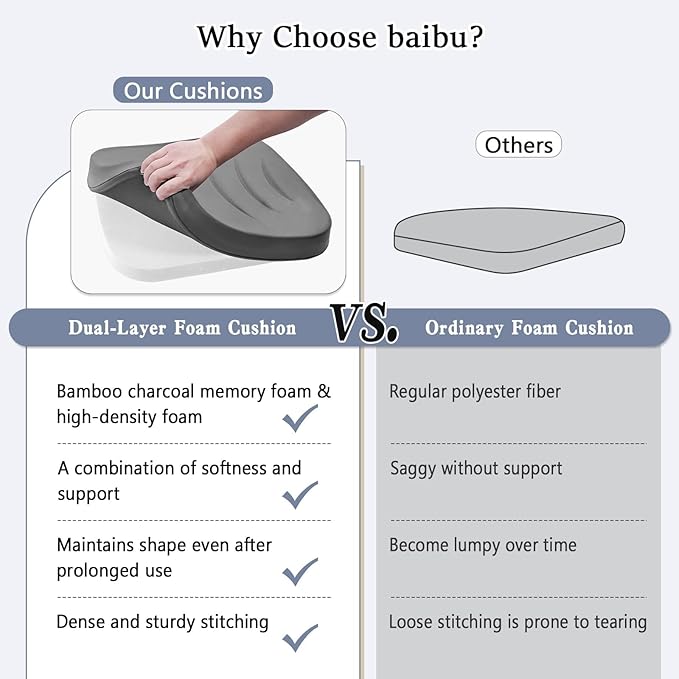baibu Kitchen Chair Cushions Set of 4, Dual-Layer Patented Design Memory Foam Dining Chair Pads with Ties and Washable Cover, 4 Pack, 17" x 16" x 2", Wine Red