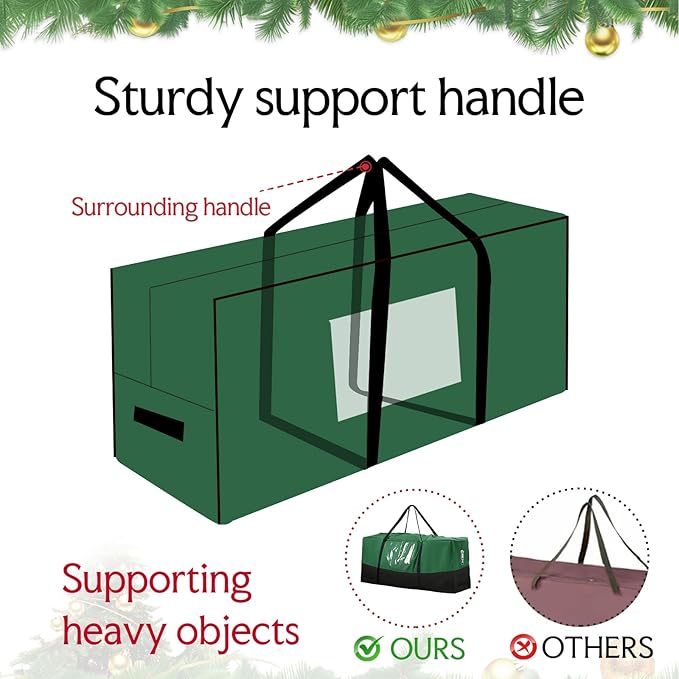 Christmas Tree Storage Bag,Fits Up 8 Ft Tall Artificial Trees,600D Oxford Material,Heavy Duty Tree Bag,Dampproof Storage Bag with Durable Reinforced Handles & Dual Zipper&Transparent Pocket