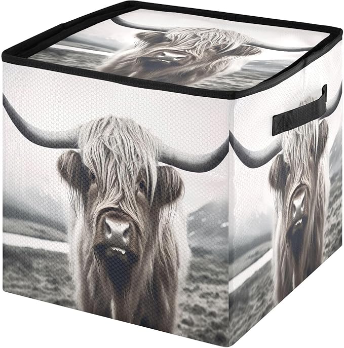 Kigai Highland Cow Christmas Ornament Storage Box with Zipper & Adjustable Dividers Holiday Ornament Organizer Xmas Storage Container, 64 Balls