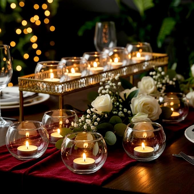 LAMORGIFT 36 Pcs Glass Candle Holders for Table Centerpieces- Small Clear Votive Candle Holders Bulk for Wedding, Bridal Shower, Birthday Party Table Decorations, Fits Standard Tealights