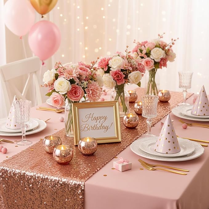 LAMORGIFT 36 Pcs Rose Gold Candle Holders-Rose Gold centerpieces for Birthday Party, Wedding, Bridal Shower, Sweet 16. Mother's Day Brunch Table Decorations