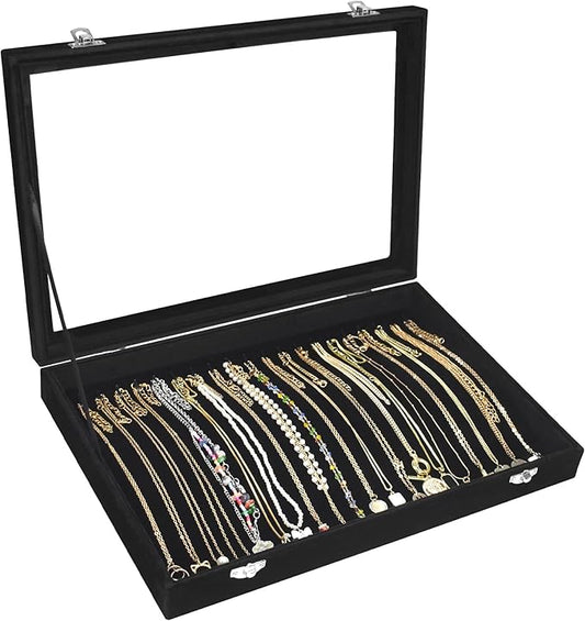 Vicoter Velvet Necklace Display Jewelry Tray 20 Hook Necklace Tray Necklace Pendant Jewelry Tray for Women and Girls