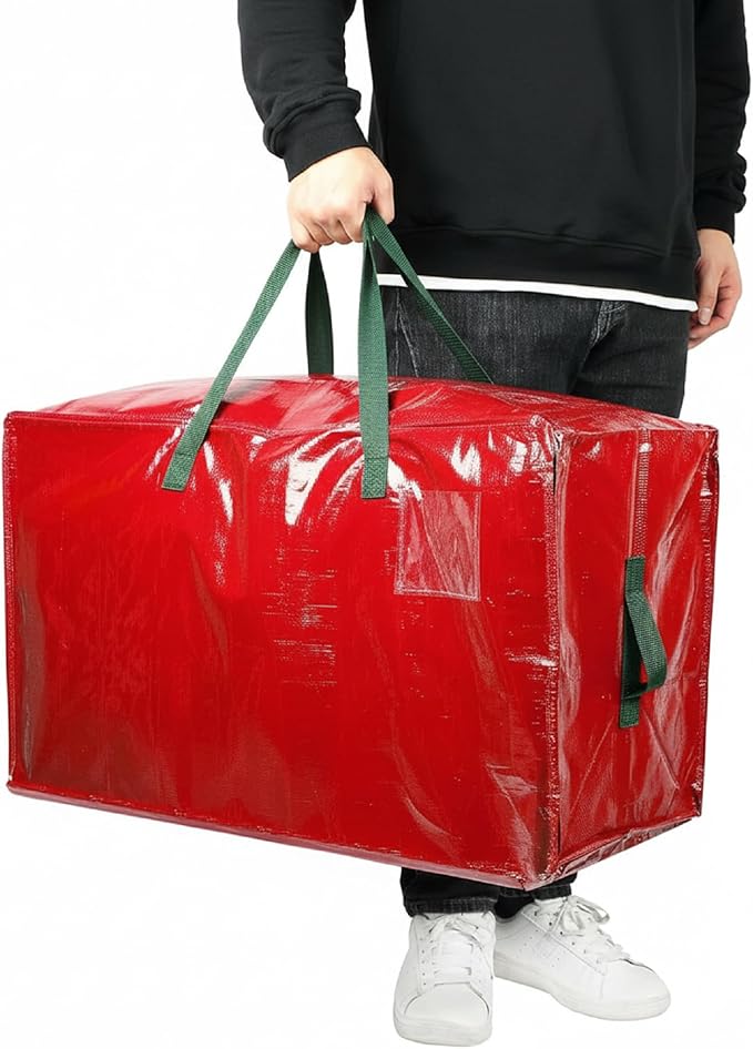 Shappy 6 Pcs Extra Large Storage Bags Jumbo Moving Bags Christmas Ornaments Container Heavy Duty Organizer Storage Bag with Zippers(Red,30 x 16", 24 x 16", 20 x 16")