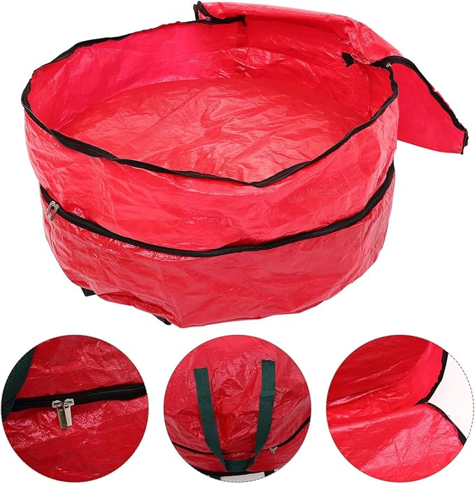 Garneck 3pcs Double Layer Wreath Storage Bag Zippered Container with Handles for Christmas and Wedding Garland Organization Design for and Use