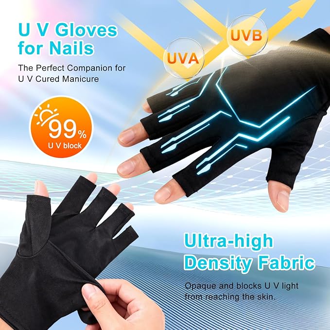 JODSONE U V LED Nail Lamp with Gloves Kit, Nail Dryer for Gel Nails Professional for Home and Salon