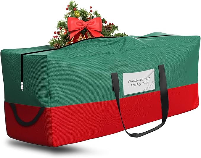 Christmas Tree Bag,Fits Up 8 Ft Tall Artificial Trees,600D Oxford Material,Heavy Duty Tree Bag,Dampproof Storage Bag with Durable Reinforced Handles & Dual Zipper&Transparent Pocket