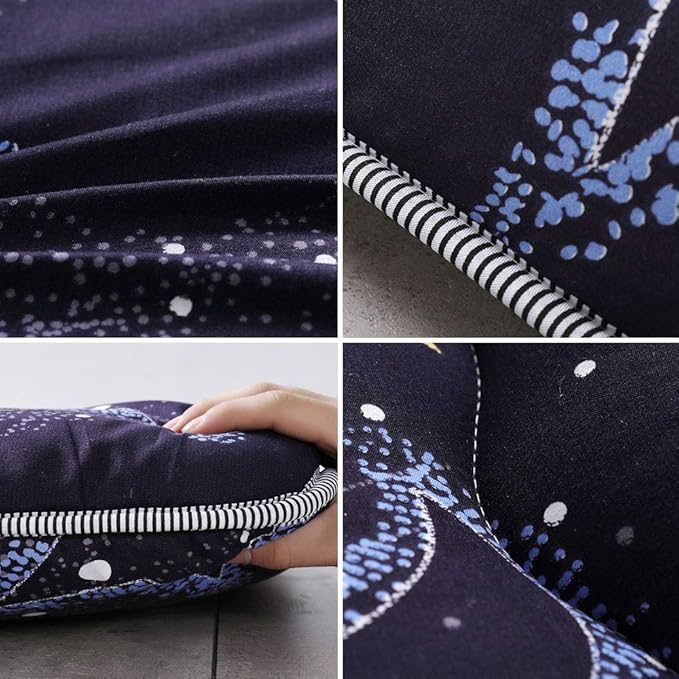MAXYOYO Japanese Futon Mattress Floor Mattress Sleeping Pad Foldable Mat Roll Up Camping Cushion Floor Lounger Couches and Sofas Couch Topper, Moon and Star, Queen Size