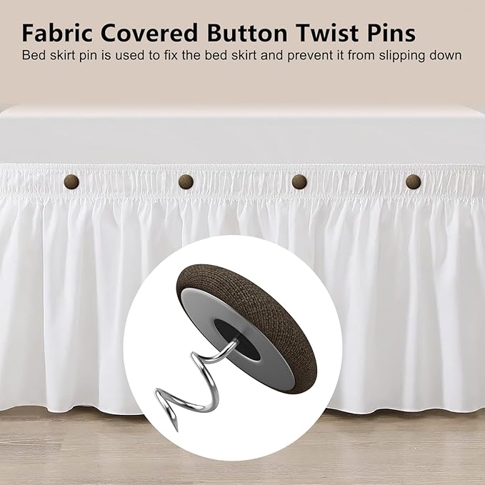 12 Colors Fabric Covered Button Twist Pins Dust Ruffle Pins- for Sofa，Upholstery，Armchair Caddies, Armrest Covers,Bed Skirts, Slipcovers, Headliners (24, Dark Brown)