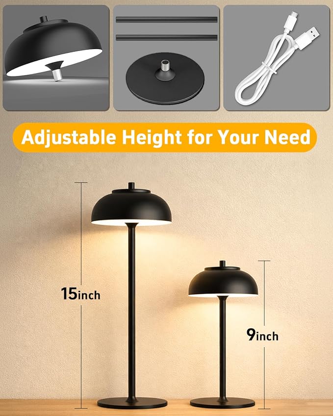 4 Pack Led Cordless Table Lamps Rechargeable,Table Lights Battery Operated-IP65 Waterproof-for Outdoor Patio/Restaurants/Home/Dinner/Table Lighting-Touch Control & Dimmable