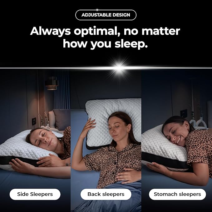 Silvery Silver Infused Restcool Bed Pillow - Adjustable Memory Foam Fill with Self-Cooling Fabric - Self-Cleaning Technology that Stays Fresh 3X Longer (White, King)
