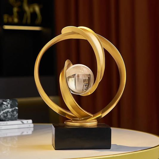 Modern Gold Statue Decor for Living Room, Abstract Art Sculptures Home Décor Accents for Coffee Table TV Stand Bookshlf, Resin Decorations for Dining Room Office Bedroom