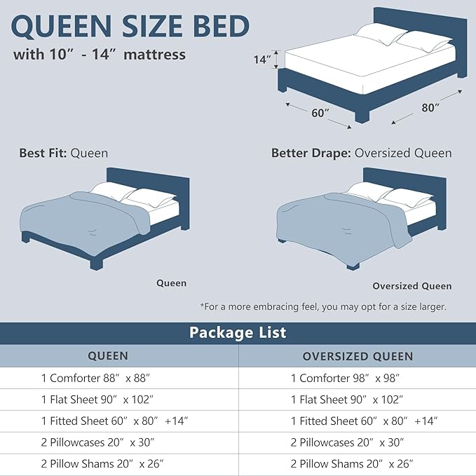CozyLux Queen Comforter Set Light Grey - Bed in a Bag Queen Size 7 Pieces, Luxury Soft Bed Set for All Seasons, Bedding Set with Down Alternative Comforter, Sheets, Pillowcases & Shams