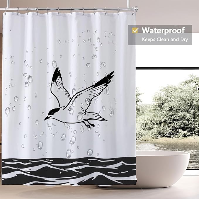 LLSCL Fabric Shower Curtain Liner with Magnets, Waterproof Hotel Quality, 72 x 72 Machine Washable