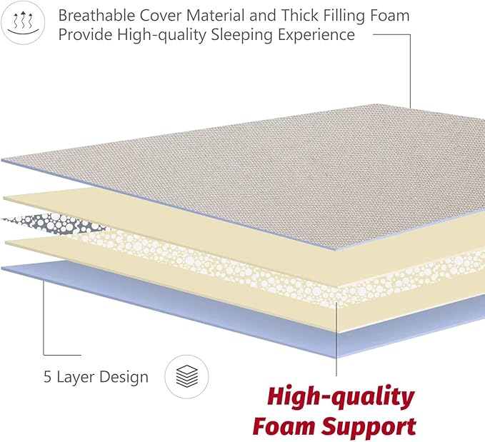 MAXYOYO Japanese Floor Mattress Futon Mattress, Thicken Sleeping Pad Foldable Roll Up Floor Futon for Adults Tatami Mat Dormitory Couch Lounger, Off White, Full Size